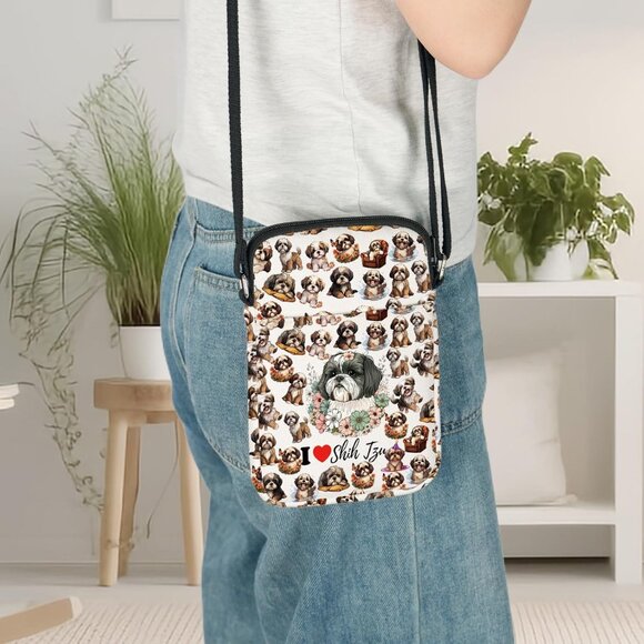 Shih Tzu Crossbody Canvas Bag Small Dog Lover Gift Shoulder Purse Unisex - Picture 7 of 7